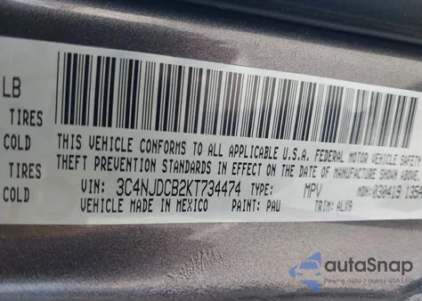2019 Jeep Compass Limited 4X4 from USA, damaged, VIN 3C4NJDCB2KT734474
